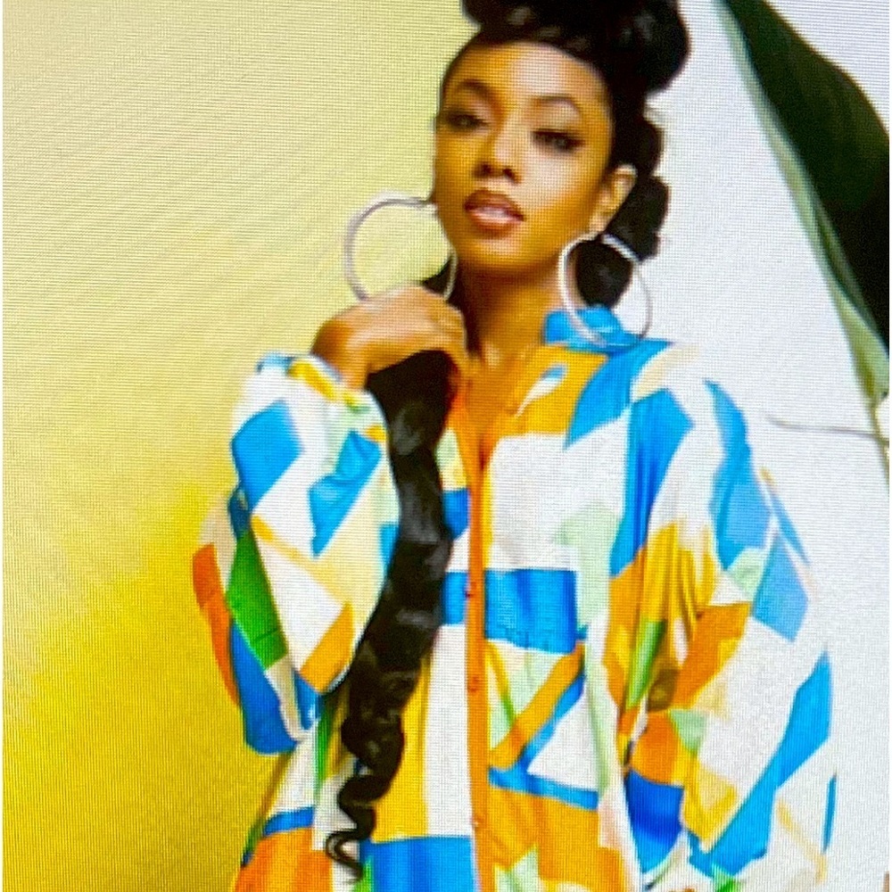 Orange blue and cream maxi Dress